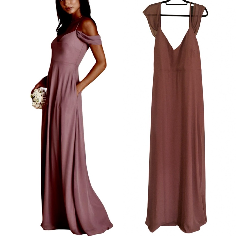Birdy Grey Devin Mauve Elegant Dress with Detachable Drop-Shoulder Sleeves 3X